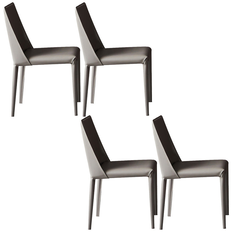 Sedia posteriore solida senza braccio minimalista sedia da pranzo in pelle