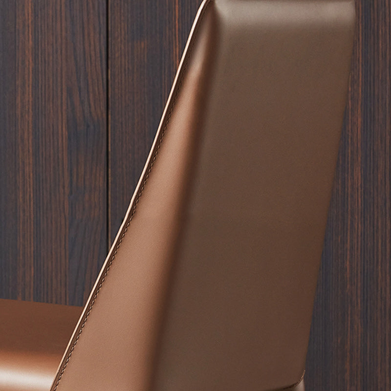 Sedia posteriore solida senza braccio minimalista sedia da pranzo in pelle