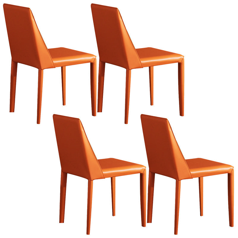 Minimalistische armlose feste Rückenstühle Leder Essneitenstuhl