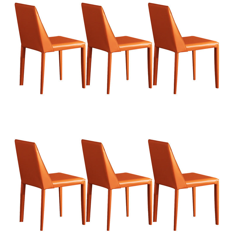 Minimalistische armlose feste Rückenstühle Leder Essneitenstuhl