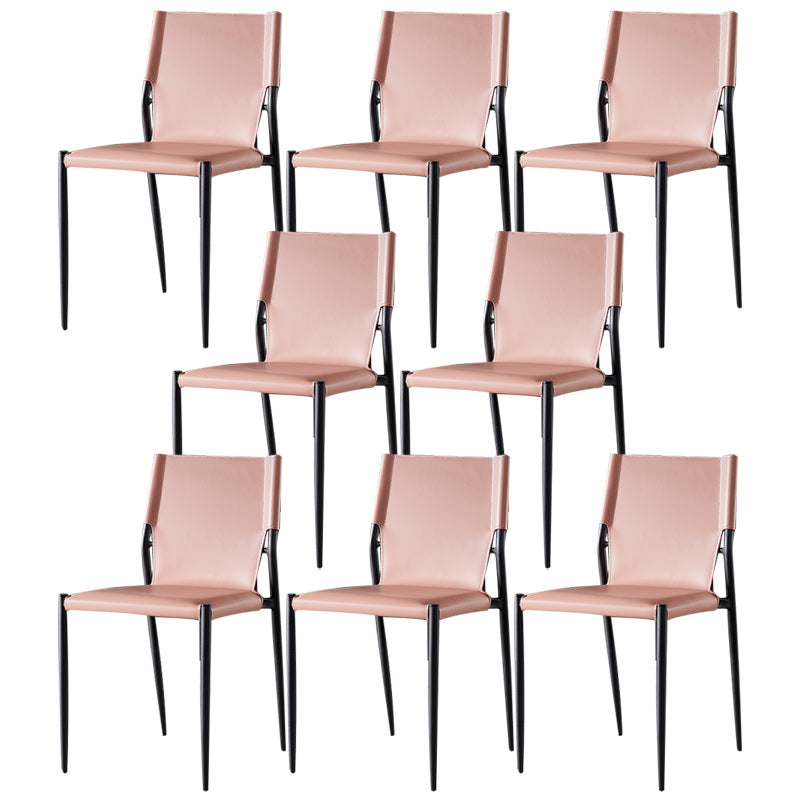 Minimalistisch ontwerp Leather Dining Side stoel ARM -Less vaste achterstoelen