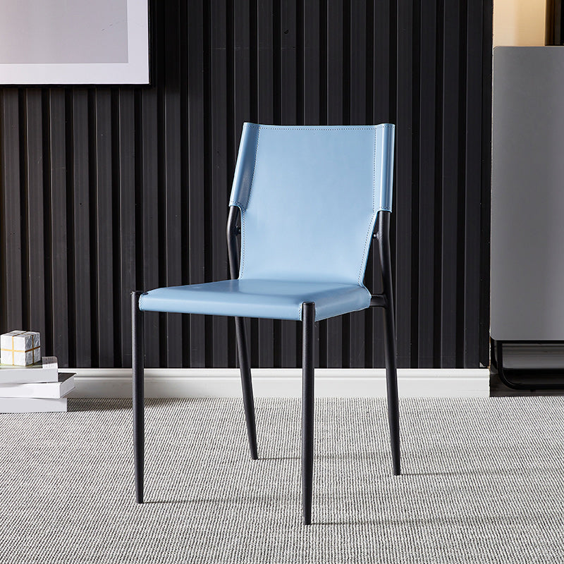 Minimalistisch ontwerp Leather Dining Side stoel ARM -Less vaste achterstoelen