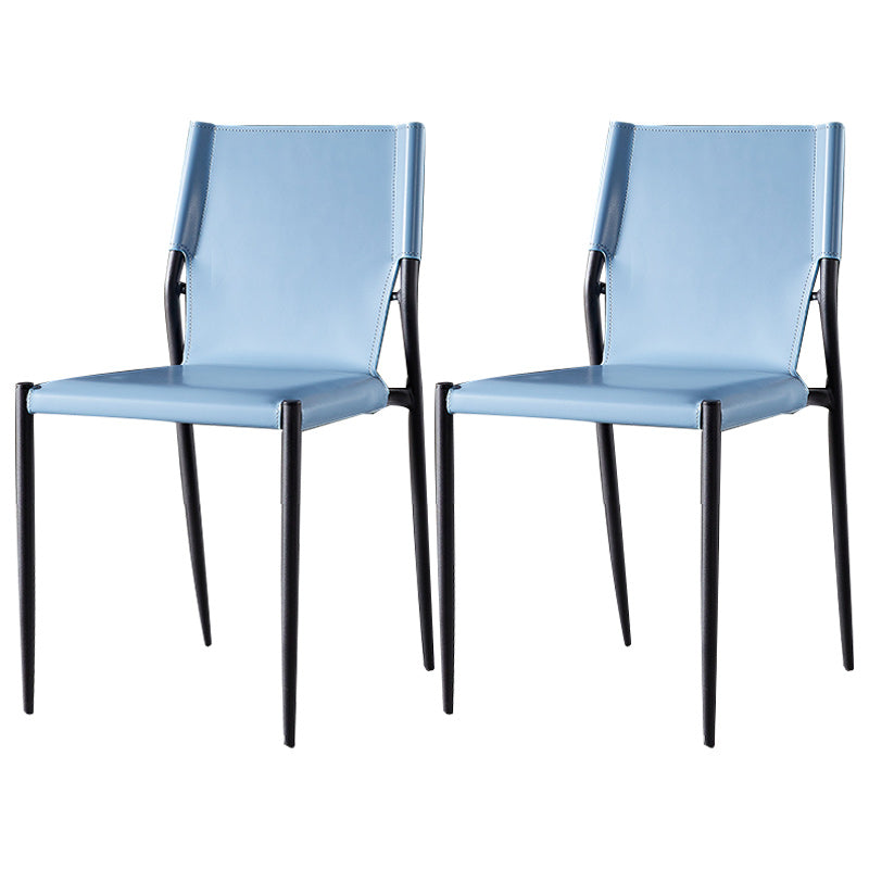 Minimalistisch ontwerp Leather Dining Side stoel ARM -Less vaste achterstoelen