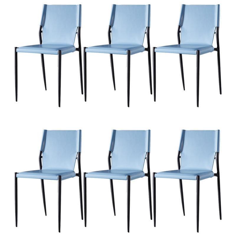Minimalistisch ontwerp Leather Dining Side stoel ARM -Less vaste achterstoelen
