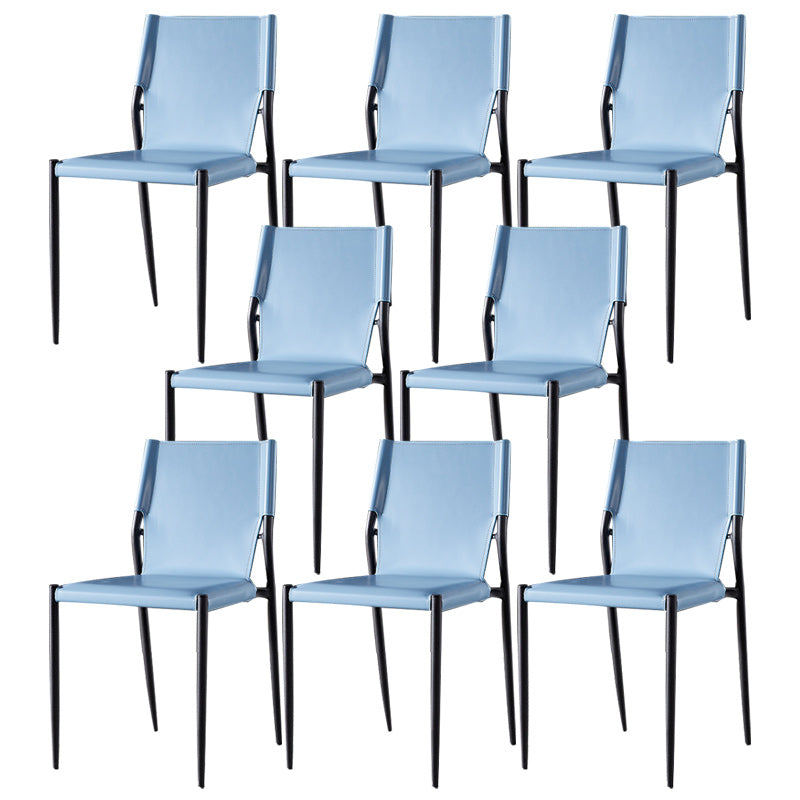 Minimalistisch ontwerp Leather Dining Side stoel ARM -Less vaste achterstoelen