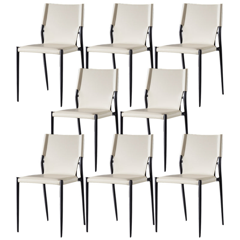 Minimalistisch ontwerp Leather Dining Side stoel ARM -Less vaste achterstoelen