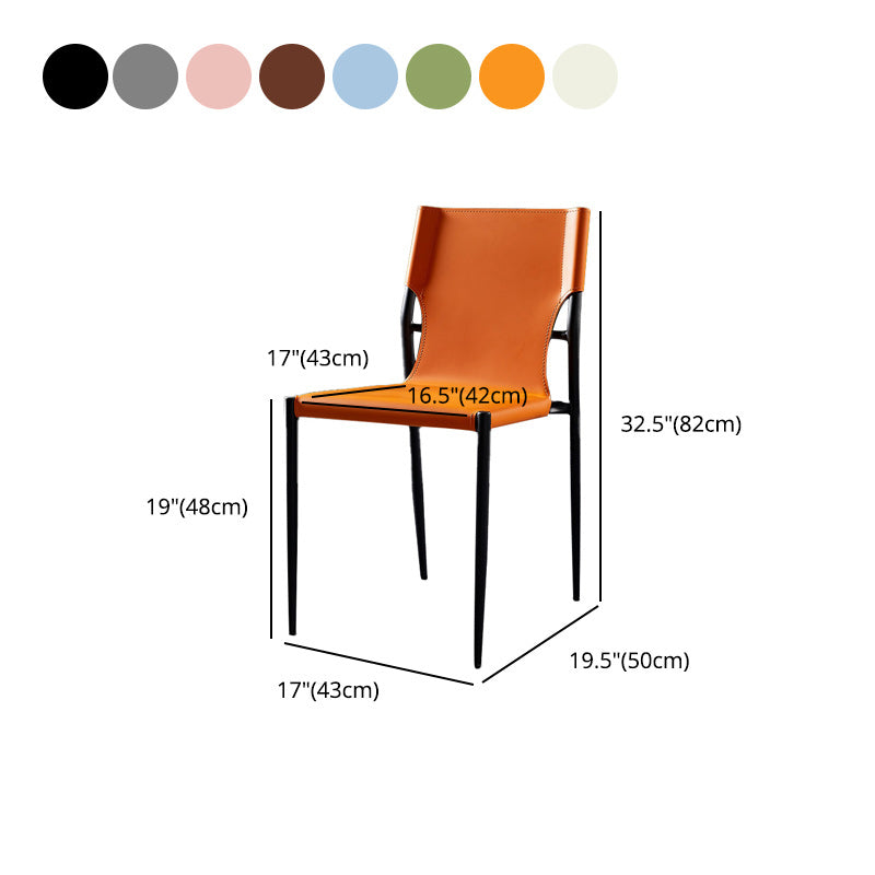Minimalistisch ontwerp Leather Dining Side stoel ARM -Less vaste achterstoelen