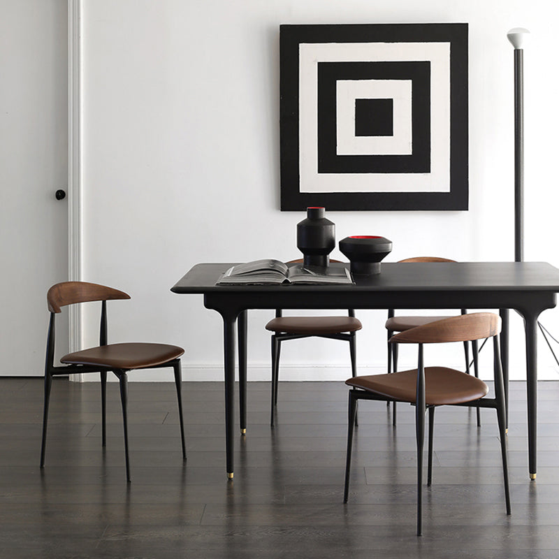 Minimalistisches Design Open Back Side Stühle Leder Essstühle