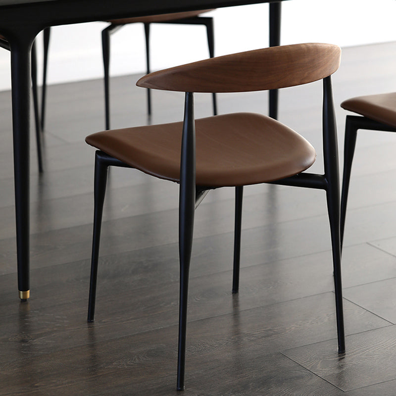 Minimalistisches Design Open Back Side Stühle Leder Essstühle