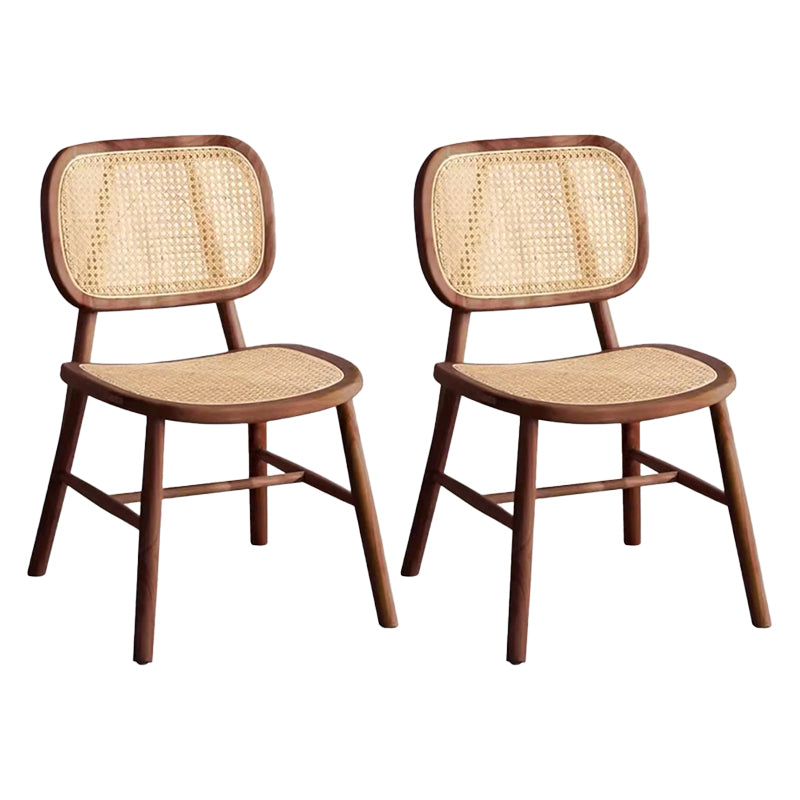 Scandinavian Style Wicker Dining Chairs for Home Open Back Side Chair Walnut 2 Piece Set Clearhalo 'Dining Chairs' 'Dining Tables & Seating' 'dining_chair' 'furn' 'furn_dining_chair' 'Furniture' 'Kitchen & Dining Furniture' 5217920