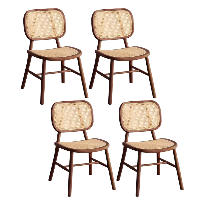 Scandinavian Style Wicker Dining Chairs for Home Open Back Side Chair Walnut 4 Piece Set Clearhalo 'Dining Chairs' 'Dining Tables & Seating' 'dining_chair' 'furn' 'furn_dining_chair' 'Furniture' 'Kitchen & Dining Furniture' 5217921