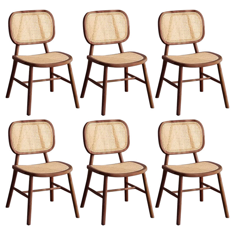 Scandinavian Style Wicker Dining Chairs for Home Open Back Side Chair Walnut 6 Piece Set Clearhalo 'Dining Chairs' 'Dining Tables & Seating' 'dining_chair' 'furn' 'furn_dining_chair' 'Furniture' 'Kitchen & Dining Furniture' 5217923