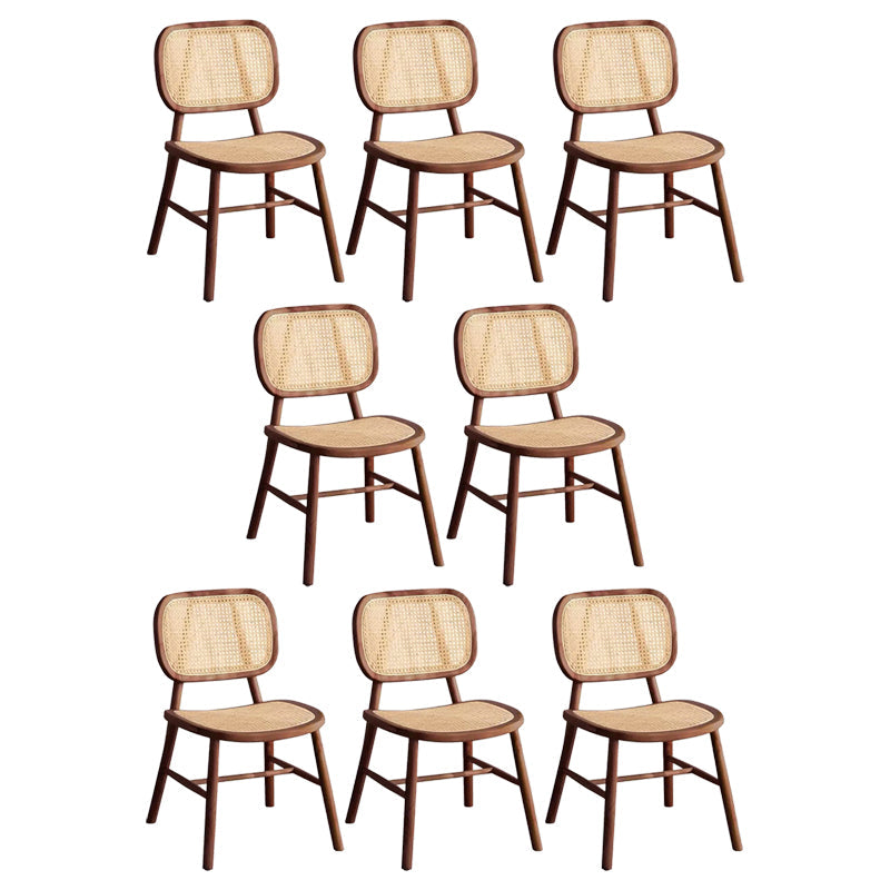 Scandinavian Style Wicker Dining Chairs for Home Open Back Side Chair Walnut 8 Piece Set Clearhalo 'Dining Chairs' 'Dining Tables & Seating' 'dining_chair' 'furn' 'furn_dining_chair' 'Furniture' 'Kitchen & Dining Furniture' 5217926