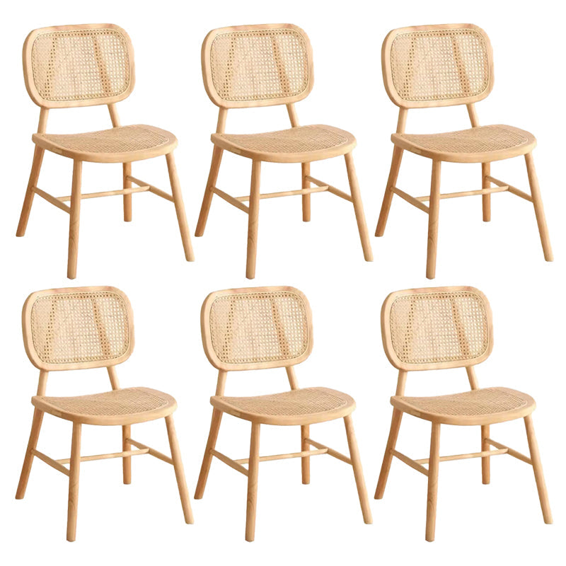 Scandinavian Style Wicker Dining Chairs for Home Open Back Side Chair Wood 6 Piece Set Clearhalo 'Dining Chairs' 'Dining Tables & Seating' 'dining_chair' 'furn' 'furn_dining_chair' 'Furniture' 'Kitchen & Dining Furniture' 5217932