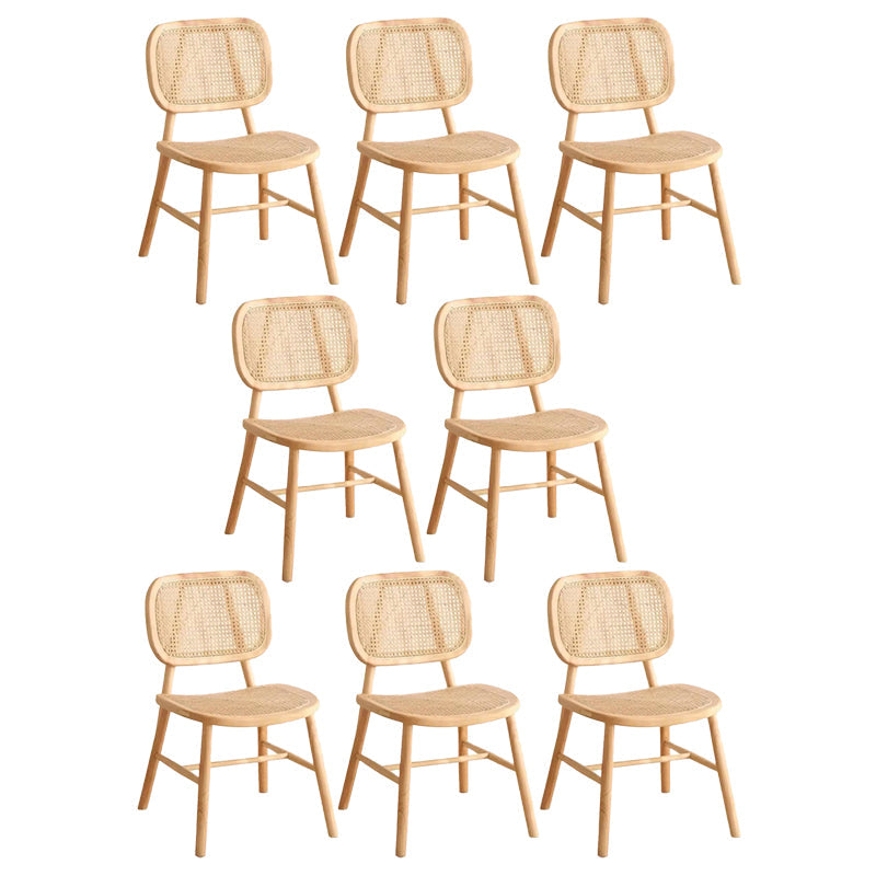 Scandinavian Style Wicker Dining Chairs for Home Open Back Side Chair Wood 8 Piece Set Clearhalo 'Dining Chairs' 'Dining Tables & Seating' 'dining_chair' 'furn' 'furn_dining_chair' 'Furniture' 'Kitchen & Dining Furniture' 5217934