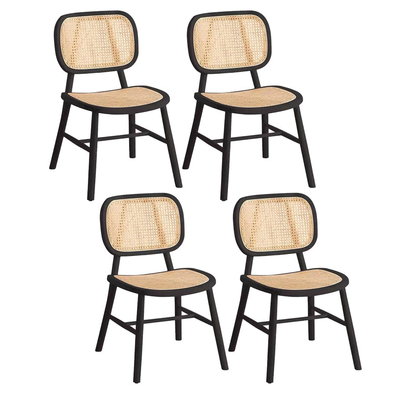 Scandinavian Style Wicker Dining Chairs for Home Open Back Side Chair Black 4 Piece Set Clearhalo 'Dining Chairs' 'Dining Tables & Seating' 'dining_chair' 'furn' 'furn_dining_chair' 'Furniture' 'Kitchen & Dining Furniture' 5217937
