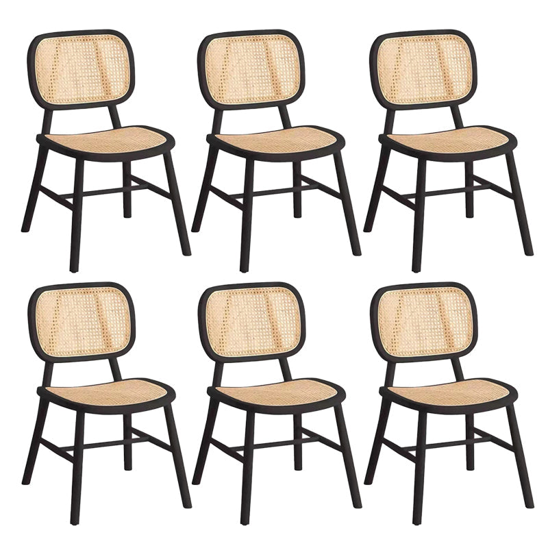 Scandinavian Style Wicker Dining Chairs for Home Open Back Side Chair Black 6 Piece Set Clearhalo 'Dining Chairs' 'Dining Tables & Seating' 'dining_chair' 'furn' 'furn_dining_chair' 'Furniture' 'Kitchen & Dining Furniture' 5217940