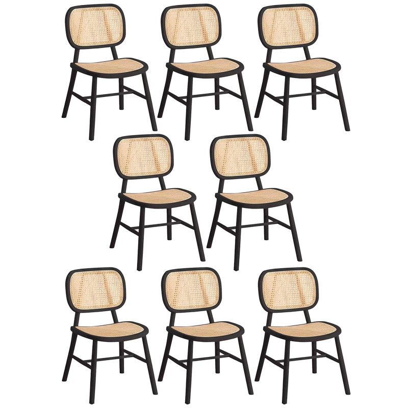 Scandinavian Style Wicker Dining Chairs for Home Open Back Side Chair Black 8 Piece Set Clearhalo 'Dining Chairs' 'Dining Tables & Seating' 'dining_chair' 'furn' 'furn_dining_chair' 'Furniture' 'Kitchen & Dining Furniture' 5217941