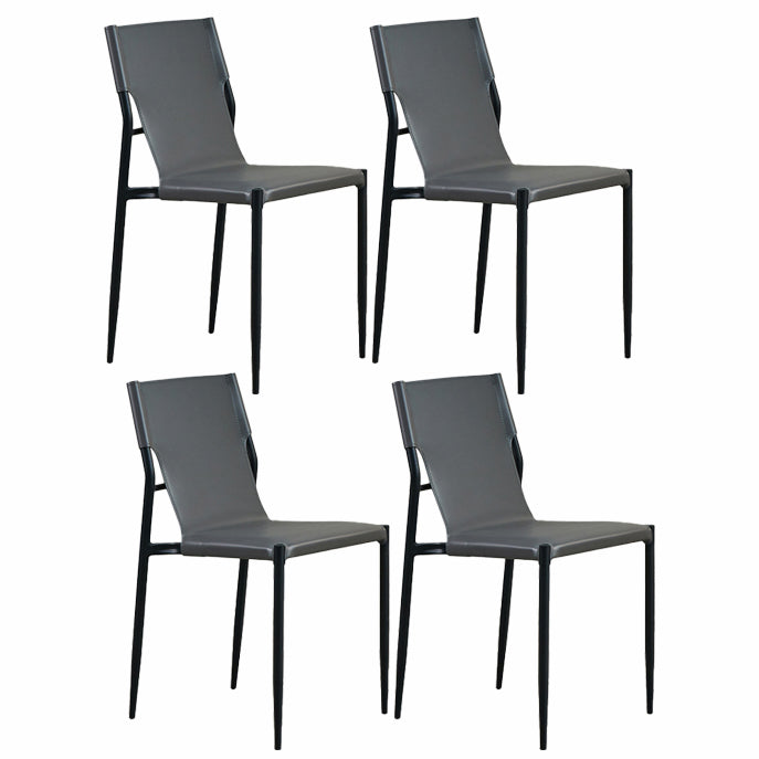 Minimalist Style Leather Dining Side Chair Armless Solid Back Chairs for Kitchen Dark Gray 4 Piece Set Clearhalo 'Dining Chairs' 'Dining Tables & Seating' 'dining_chair' 'furn' 'furn_dining_chair' 'Furniture' 'Kitchen & Dining Furniture' 5217948
