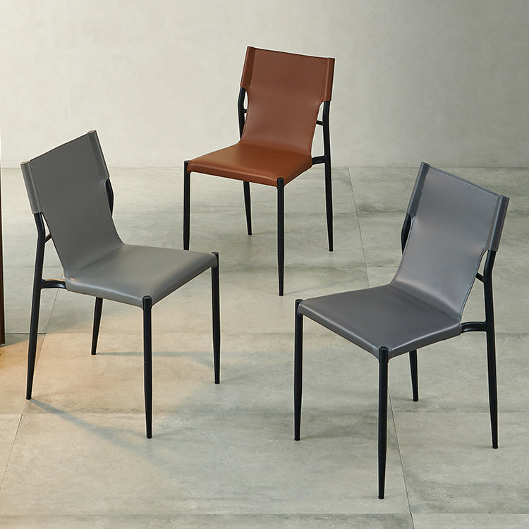 Minimalist Style Leather Dining Side Chair Armless Solid Back Chairs for Kitchen Clearhalo 'Dining Chairs' 'Dining Tables & Seating' 'dining_chair' 'furn' 'furn_dining_chair' 'Furniture' 'Kitchen & Dining Furniture' 5217950