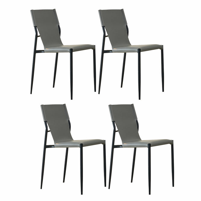Minimalist Style Leather Dining Side Chair Armless Solid Back Chairs for Kitchen Light Gray 4 Piece Set Clearhalo 'Dining Chairs' 'Dining Tables & Seating' 'dining_chair' 'furn' 'furn_dining_chair' 'Furniture' 'Kitchen & Dining Furniture' 5217955