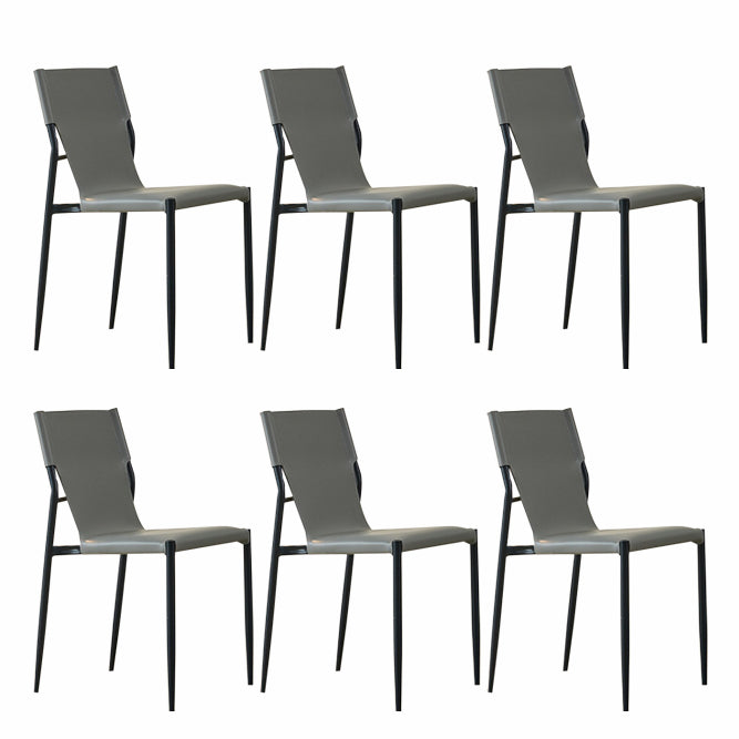 Minimalist Style Leather Dining Side Chair Armless Solid Back Chairs for Kitchen Light Gray 6 Piece Set Clearhalo 'Dining Chairs' 'Dining Tables & Seating' 'dining_chair' 'furn' 'furn_dining_chair' 'Furniture' 'Kitchen & Dining Furniture' 5217958