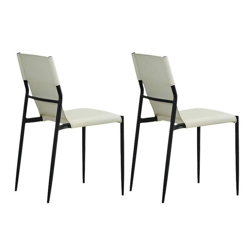 Minimalist Style Leather Dining Side Chair Armless Solid Back Chairs for Kitchen White 2 Piece Set Clearhalo 'Dining Chairs' 'Dining Tables & Seating' 'dining_chair' 'furn' 'furn_dining_chair' 'Furniture' 'Kitchen & Dining Furniture' 5217962