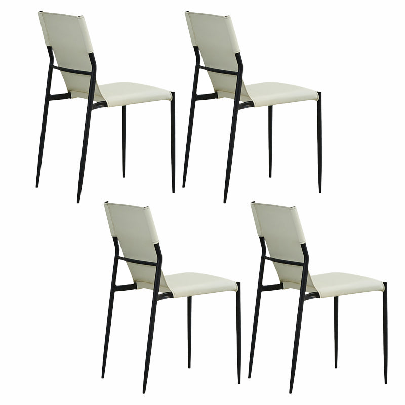 Minimalist Style Leather Dining Side Chair Armless Solid Back Chairs for Kitchen White 4 Piece Set Clearhalo 'Dining Chairs' 'Dining Tables & Seating' 'dining_chair' 'furn' 'furn_dining_chair' 'Furniture' 'Kitchen & Dining Furniture' 5217963
