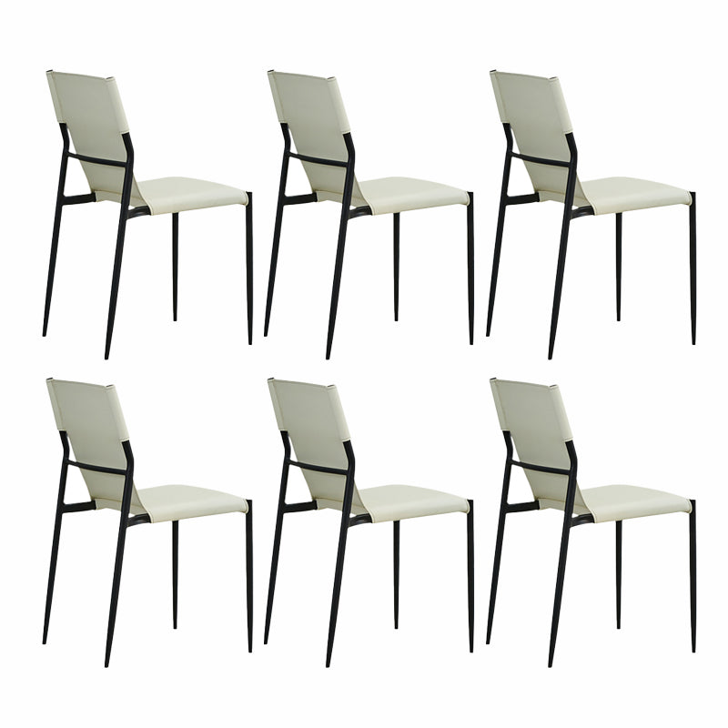 Minimalist Style Leather Dining Side Chair Armless Solid Back Chairs for Kitchen White 6 Piece Set Clearhalo 'Dining Chairs' 'Dining Tables & Seating' 'dining_chair' 'furn' 'furn_dining_chair' 'Furniture' 'Kitchen & Dining Furniture' 5217964