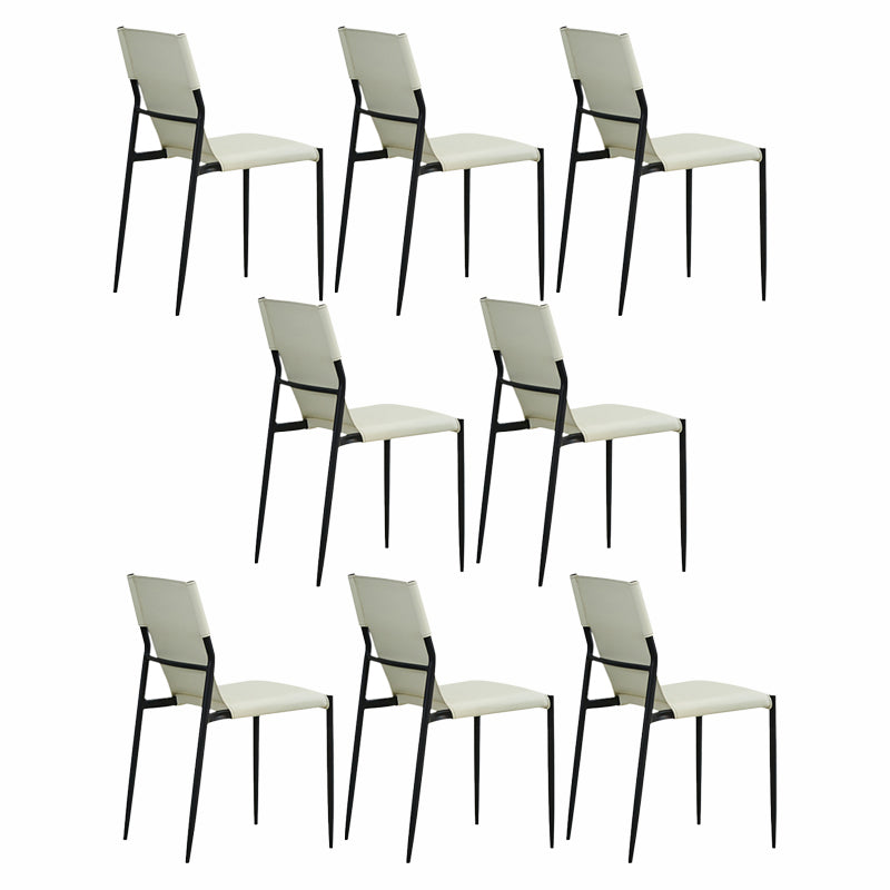 Minimalist Style Leather Dining Side Chair Armless Solid Back Chairs for Kitchen White 8 Piece Set Clearhalo 'Dining Chairs' 'Dining Tables & Seating' 'dining_chair' 'furn' 'furn_dining_chair' 'Furniture' 'Kitchen & Dining Furniture' 5217965