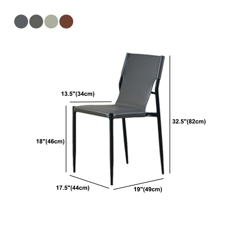 Minimalist Style Leather Dining Side Chair Armless Solid Back Chairs for Kitchen Clearhalo 'Dining Chairs' 'Dining Tables & Seating' 'dining_chair' 'furn' 'furn_dining_chair' 'Furniture' 'Kitchen & Dining Furniture' 5217970
