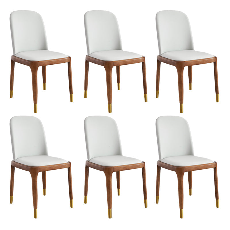 Minimalist Style Armless Solid Back Chairs Leather Dining Side Chairs
