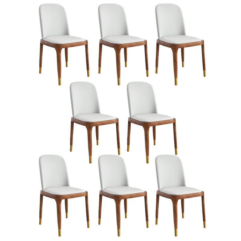 Minimalist Style Armless Solid Back Chairs Leather Dining Side Chairs