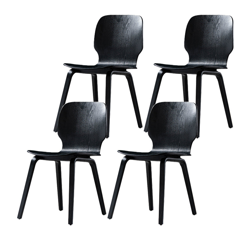 Minimalist Wood Dining Chair for Home Solid Back Armless Dining Chair Black 4 Piece Set Clearhalo 'Dining Chairs' 'Dining Tables & Seating' 'dining_chair' 'furn' 'furn_dining_chair' 'Furniture' 'Kitchen & Dining Furniture' 5218051