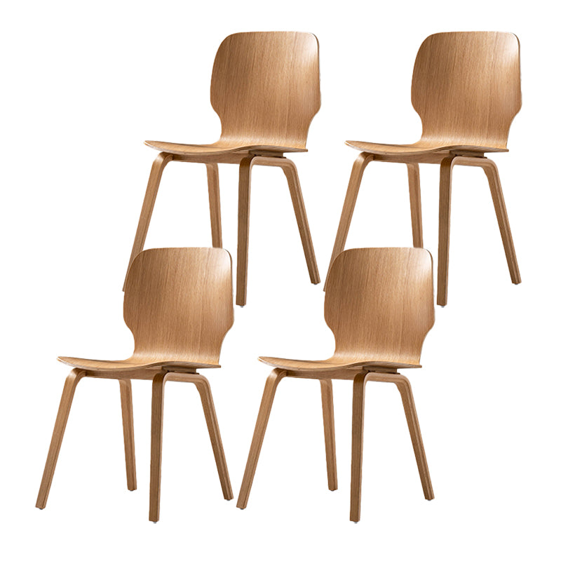 Minimalist Wood Dining Chair for Home Solid Back Armless Dining Chair Wood 4 Piece Set Clearhalo 'Dining Chairs' 'Dining Tables & Seating' 'dining_chair' 'furn' 'furn_dining_chair' 'Furniture' 'Kitchen & Dining Furniture' 5218061