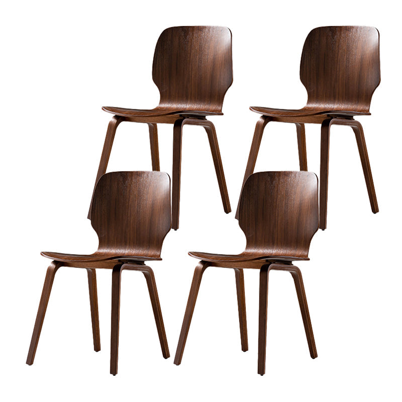 Minimalist Wood Dining Chair for Home Solid Back Armless Dining Chair Walnut 4 Piece Set Clearhalo 'Dining Chairs' 'Dining Tables & Seating' 'dining_chair' 'furn' 'furn_dining_chair' 'Furniture' 'Kitchen & Dining Furniture' 5218071
