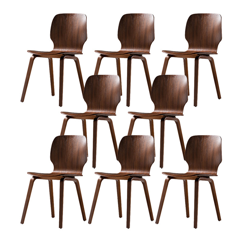 Minimalist Wood Dining Chair for Home Solid Back Armless Dining Chair Walnut 8 Piece Set Clearhalo 'Dining Chairs' 'Dining Tables & Seating' 'dining_chair' 'furn' 'furn_dining_chair' 'Furniture' 'Kitchen & Dining Furniture' 5218074