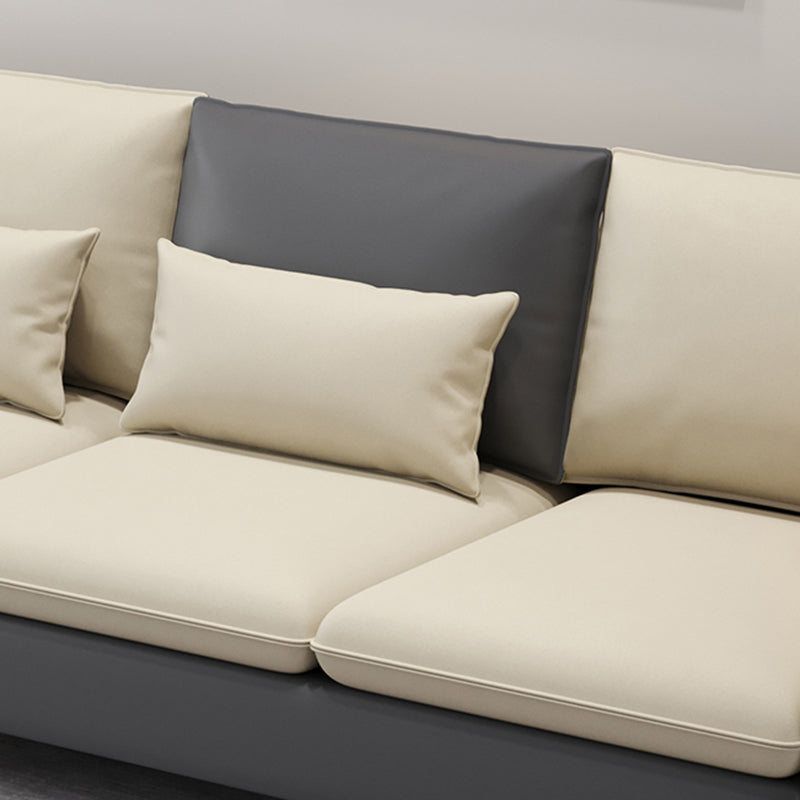 35.4"H Modern Square Arm Faux Leather Sofa& Chaise for Living Room Clearhalo 'furn' 'furn_sectionals' 'Furniture' 'Living Room Furniture' 'Sectionals' 5218108