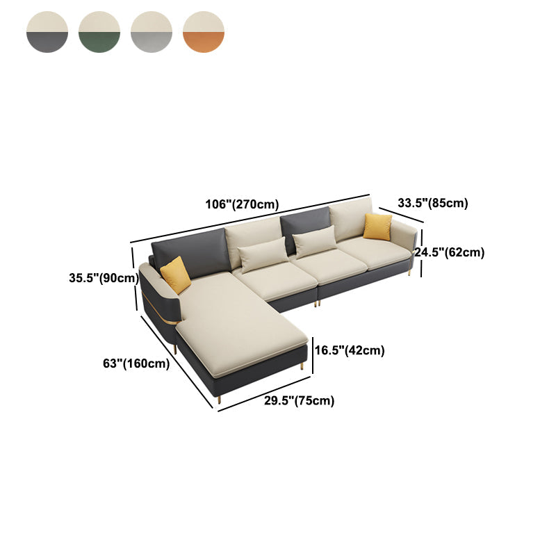 35.4"H Modern Square Arm Faux Leather Sofa& Chaise for Living Room Clearhalo 'furn' 'furn_sectionals' 'Furniture' 'Living Room Furniture' 'Sectionals' 5218114