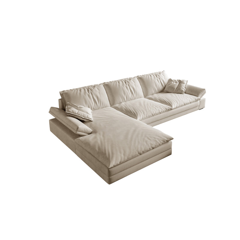 31.5"H White Faux Leather Pillow Top Arm Sofa & Chaise for Living Room