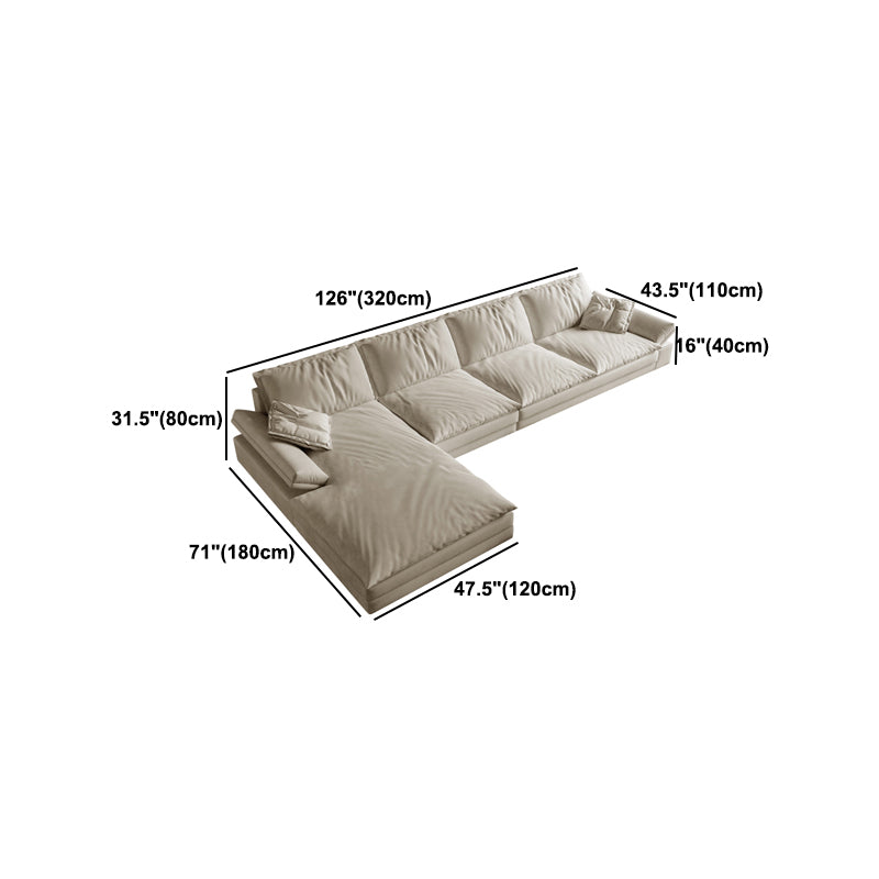 31.5"H White Faux Leather Pillow Top Arm Sofa & Chaise for Living Room