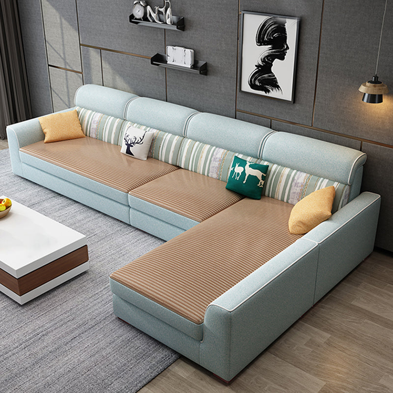 Moderne Stoffsofa & Chaise Quadratarmsofa mit Oberkissen