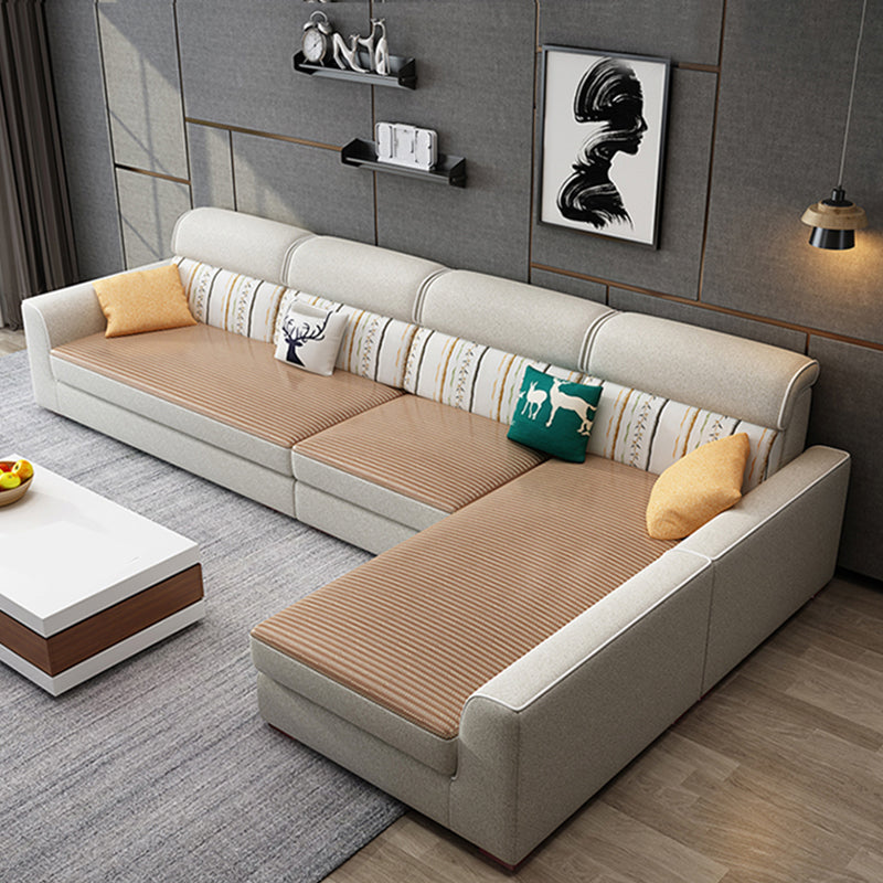 Moderne Stoffsofa & Chaise Quadratarmsofa mit Oberkissen