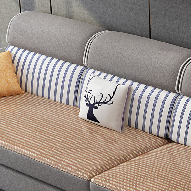 Modern Fabric Sofa & Chaise Square Arm Sofa with Bolster Pillows