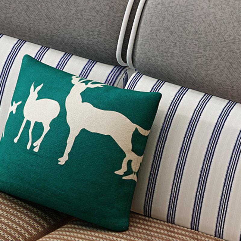 Modern Fabric Sofa & Chaise Square Arm Sofa with Bolster Pillows