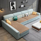 Moderne Stoffsofa & Chaise Quadratarmsofa mit Oberkissen
