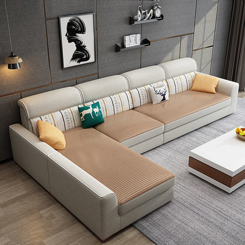 Moderne Stoffsofa & Chaise Quadratarmsofa mit Oberkissen