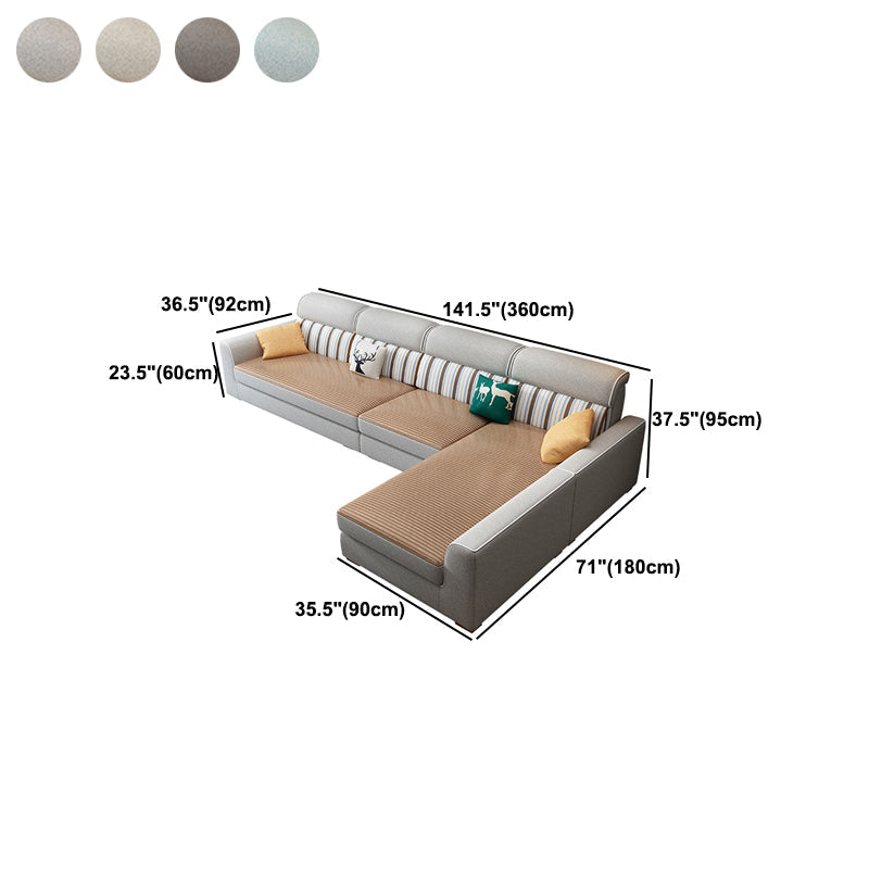 Moderne Stoffsofa & Chaise Quadratarmsofa mit Oberkissen