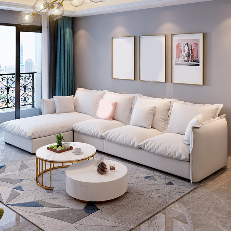 Modern Square Arm Sofa & Chaise, Loose Back Linen Sofa - 70.87" D