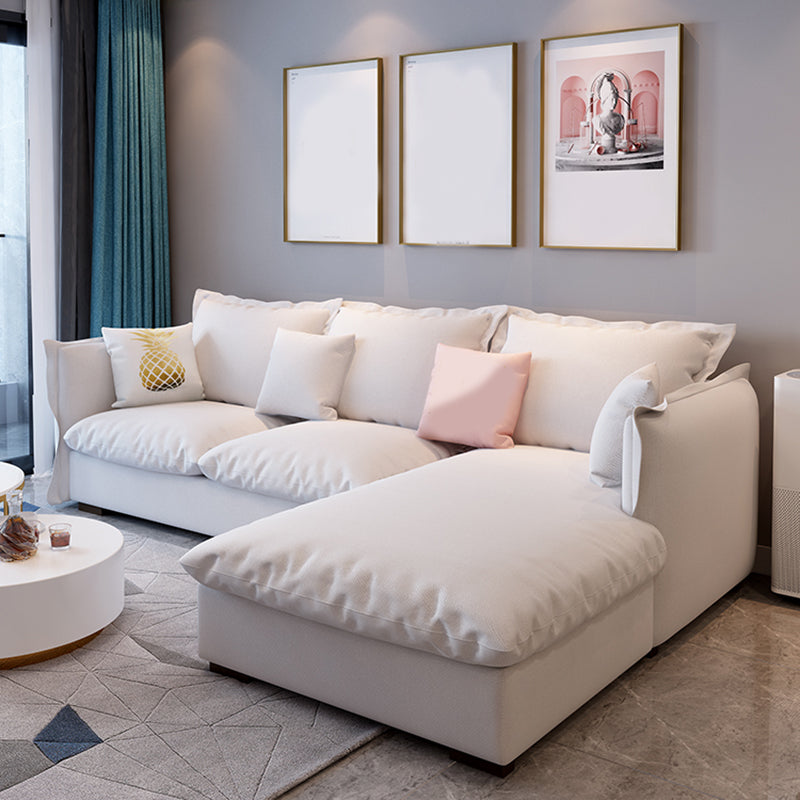 Modern Square Arm Sofa & Chaise, Loose Back Linen Sofa - 70.87" D